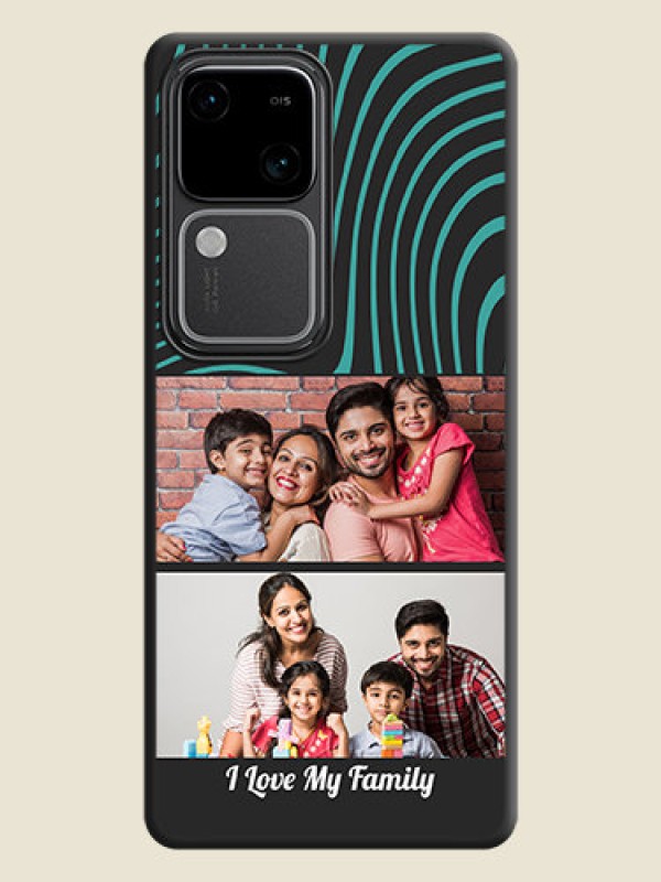 Custom Wave Pattern with 2 Image Holder on Space Black Personalized Soft Matte Phone Covers - Vivo V30 Pro 5G