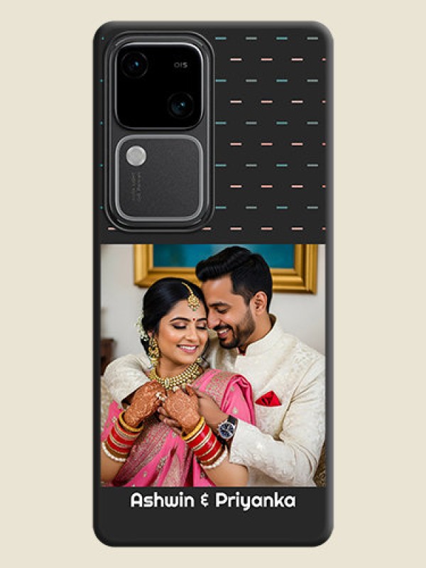 Custom Line Pattern Design with Text on Space Black Custom Soft Matte Phone Back Cover - Vivo V30 Pro 5G