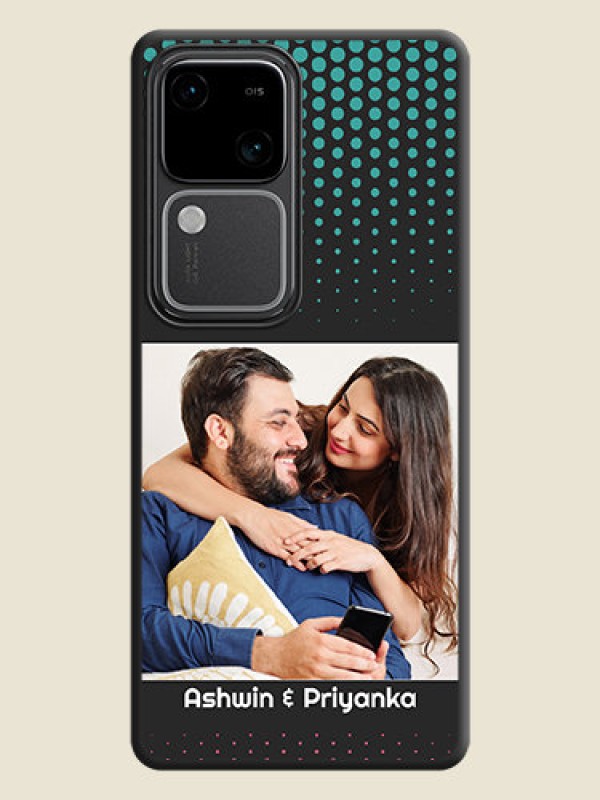 Custom Faded Dots with Grunge Photo Frame and Text on Space Black Custom Soft Matte Phone Cases - Vivo V30 Pro 5G
