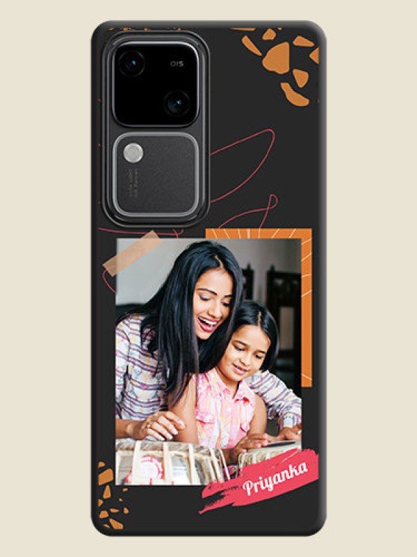 Custom Orange Photo Frame on Space Black Custom Soft Matte Phone Back Cover - Vivo V30 Pro 5G