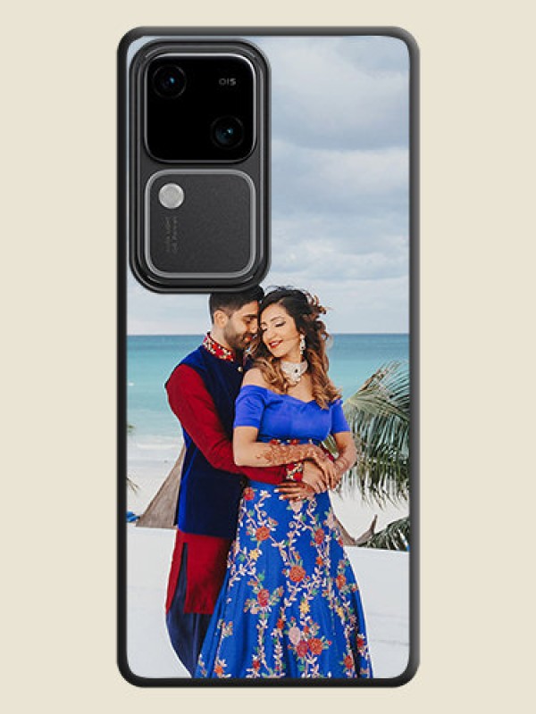 Custom Full Single Pic Upload On Space Black Personalized Soft Matte Phone Covers - Vivo V30 Pro 5G