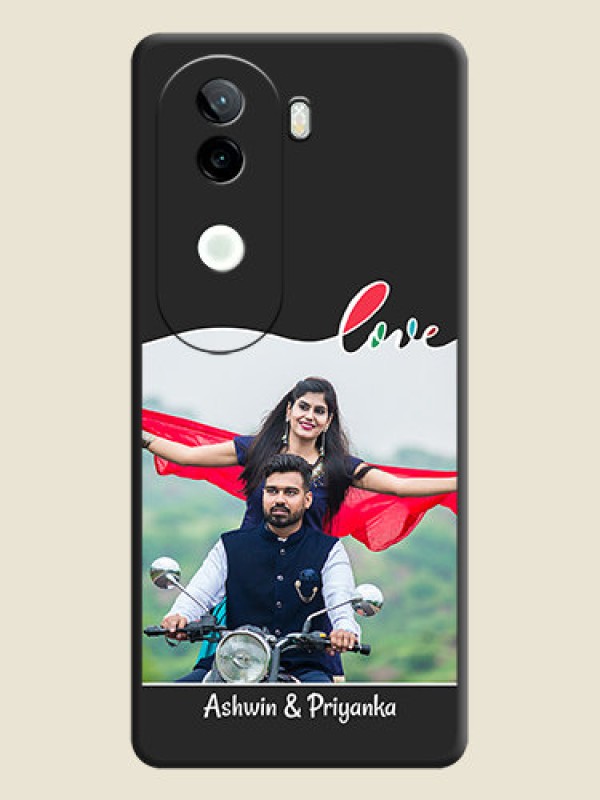 Custom Fall in Love Pattern with Picture on Photo On Space Black Custom Soft Matte Mobile Back Cover - Vivo V40e 5G