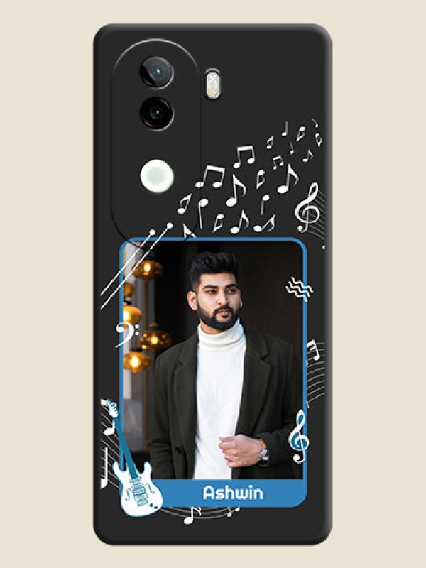 Custom Musical Theme Design with Text on Photo On Space Black Custom Soft Matte Mobile Back Cover - Vivo V40e 5G