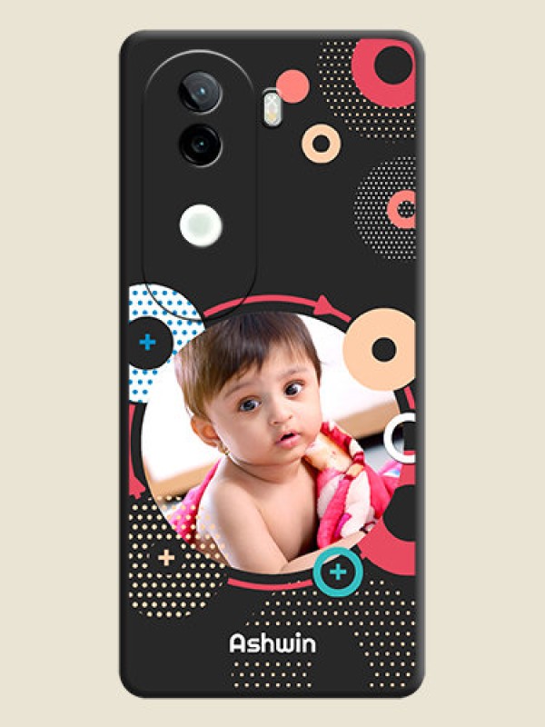 Custom Multicoloured Round Image On Space Black Custom Soft Matte Mobile Back Cover - Vivo V40e 5G