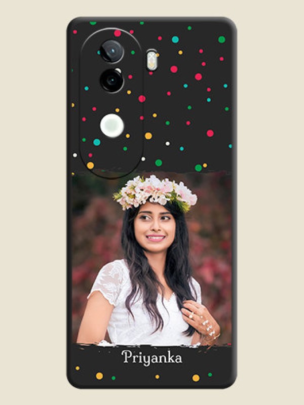 Custom Multicolor Dotted Pattern with Text On Space Black Custom Soft Matte Mobile Back Cover - Vivo V40e 5G