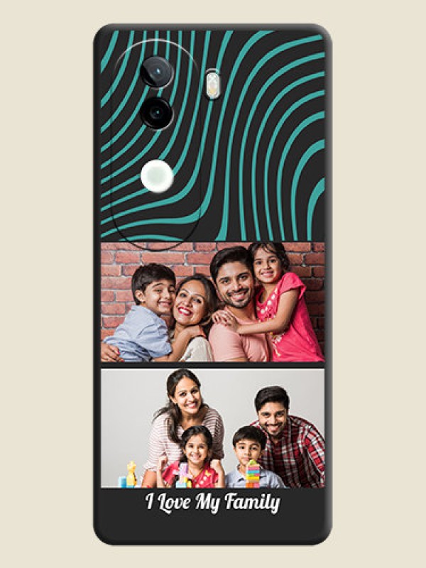 Custom Wave Pattern with 2 Image Holder On Space Black Custom Soft Matte Mobile Back Cover - Vivo V40e 5G