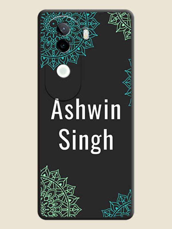 Custom Your Name with Floral Design On Space Black Custom Soft Matte Mobile Back Cover - Vivo V40e 5G