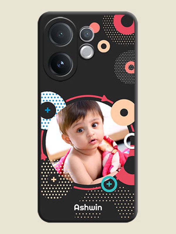 Custom Multicoloured Round Image On Space Black Custom Soft Matte Mobile Back Cover - Vivo V60 5G