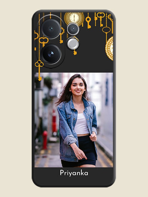Custom Decorative Design with Text On Space Black Custom Soft Matte Mobile Back Cover - Vivo V60 5G