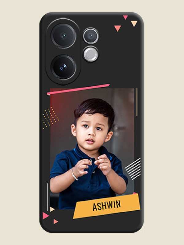 Custom Photo Frame with Triangle Small Dots on Photo On Space Black Custom Soft Matte Mobile Back Cover - Vivo V60 5G