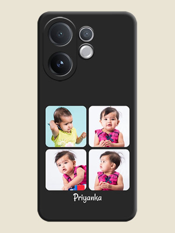 Custom Floral Art with 6 Image Holder on Photo On Space Black Custom Soft Matte Mobile Back Cover - Vivo V60 5G