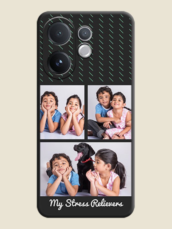 Custom Cross Dotted Pattern with 2 Image Holder On Space Black Custom Soft Matte Mobile Back Cover - Vivo V60 5G