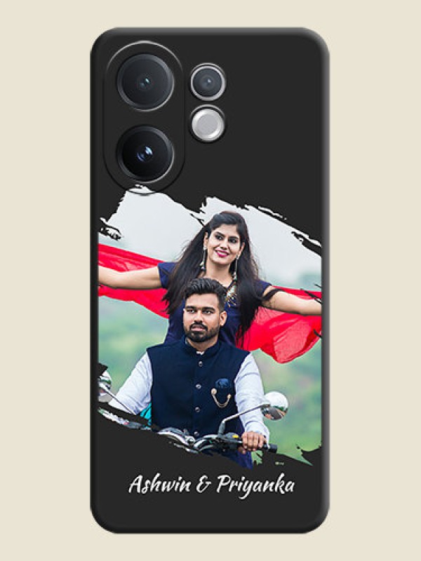 Custom Grunge Brush Strokes on Photo On Space Black Custom Soft Matte Mobile Back Cover - Vivo V60 5G