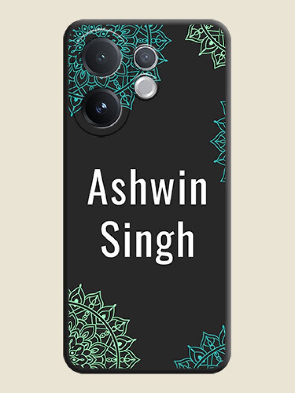 Custom Your Name with Floral Design On Space Black Custom Soft Matte Mobile Back Cover - Vivo V60 5G