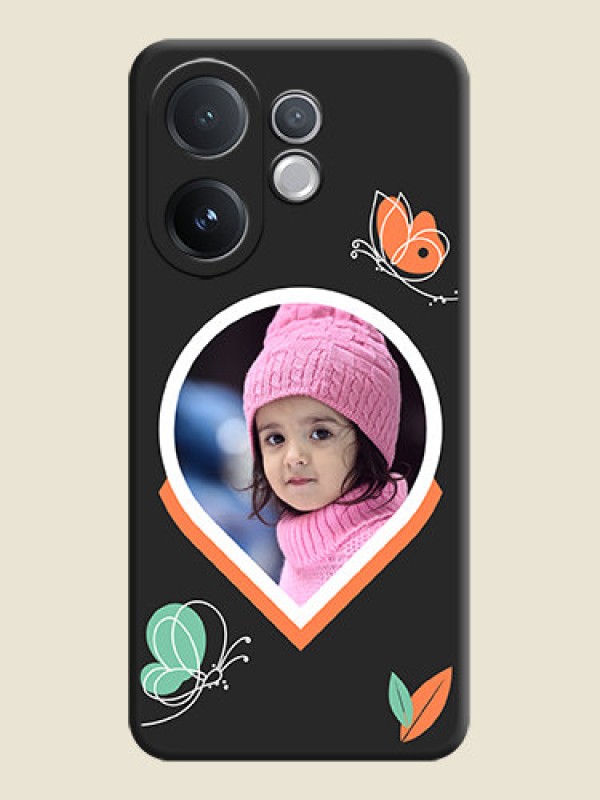 Custom Upload Pic With Simple Butterly Design On Space Black Custom Soft Matte Mobile Back Cover - Vivo V60 5G