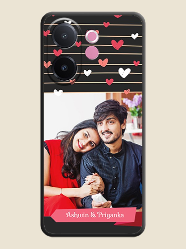 Custom Love Pattern with Name on Pink Ribbon on Photo On Space Black Custom Soft Matte Mobile Back Cover - Vivo V60e 5G