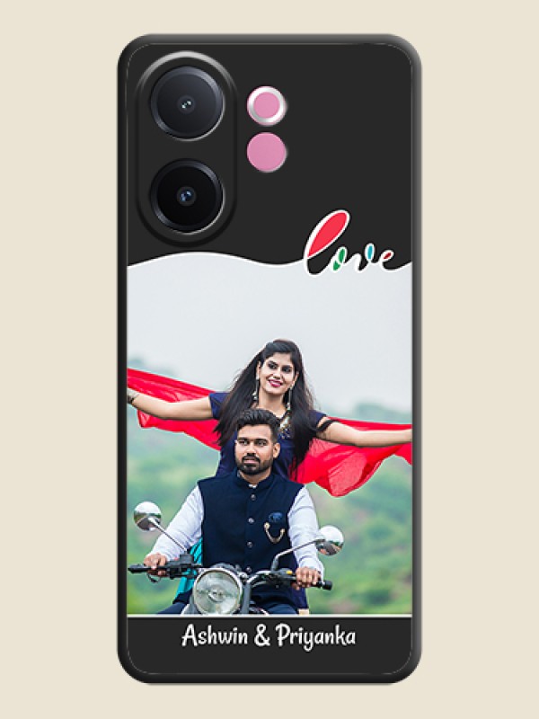 Custom Fall in Love Pattern with Picture on Photo On Space Black Custom Soft Matte Mobile Back Cover - Vivo V60e 5G