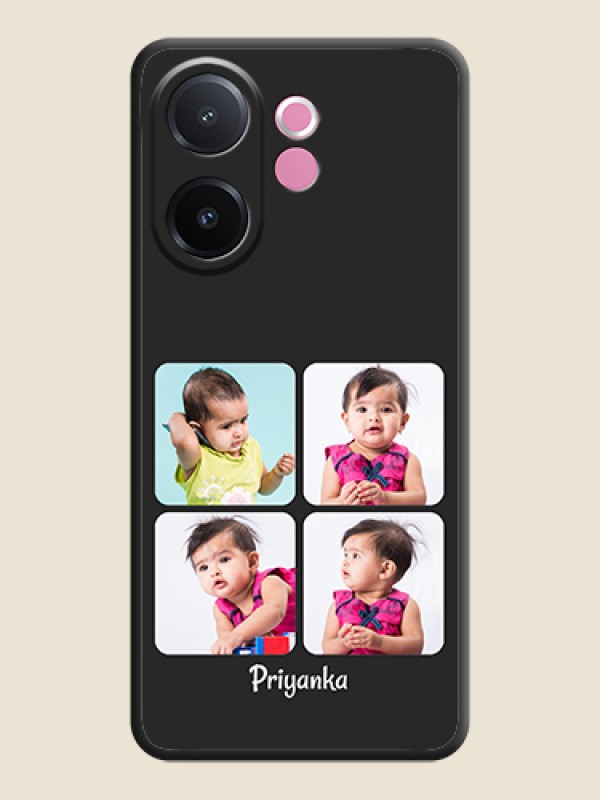 Custom Floral Art with 6 Image Holder on Photo On Space Black Custom Soft Matte Mobile Back Cover - Vivo V60e 5G