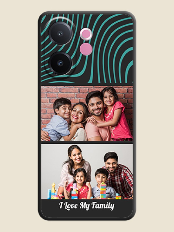 Custom Wave Pattern with 2 Image Holder On Space Black Custom Soft Matte Mobile Back Cover - Vivo V60e 5G