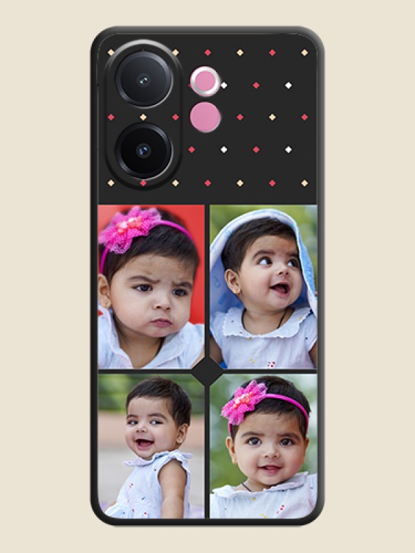 Custom Multicolor Dotted Pattern with 4 Image Holder On Space Black Custom Soft Matte Mobile Back Cover - Vivo V60e 5G