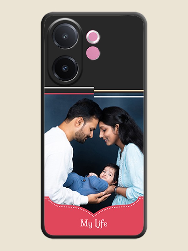 Custom Classic Plain Design with Name On Space Black Custom Soft Matte Mobile Back Cover - Vivo V60e 5G