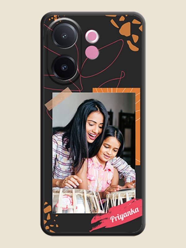 Custom Orange Photo Frame On Space Black Custom Soft Matte Mobile Back Cover - Vivo V60e 5G