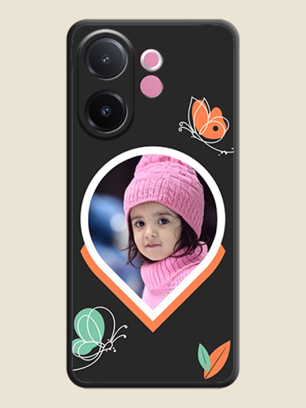 Custom Upload Pic With Simple Butterly Design On Space Black Custom Soft Matte Mobile Back Cover - Vivo V60e 5G