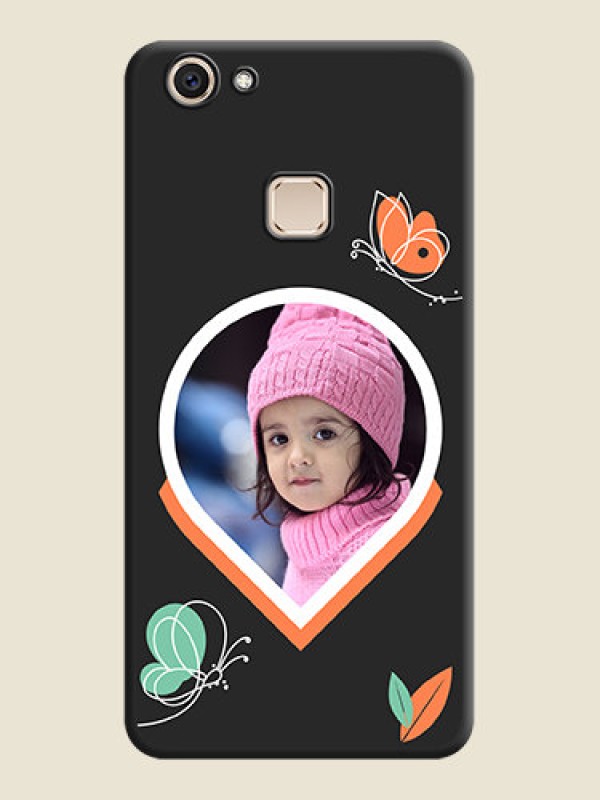 Custom Upload Pic With Simple Butterly Design On Space Black Custom Soft Matte Mobile Back Cover - Vivo V7 Plus