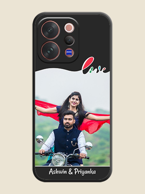 Custom Fall in Love Pattern with Picture on Photo On Space Black Custom Soft Matte Mobile Back Cover - Vivo V70 5G