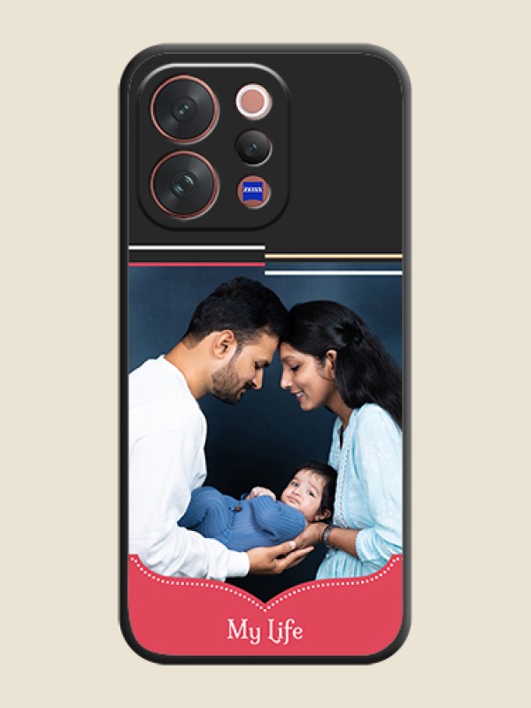 Custom Classic Plain Design with Name On Space Black Custom Soft Matte Mobile Back Cover - Vivo V70 5G