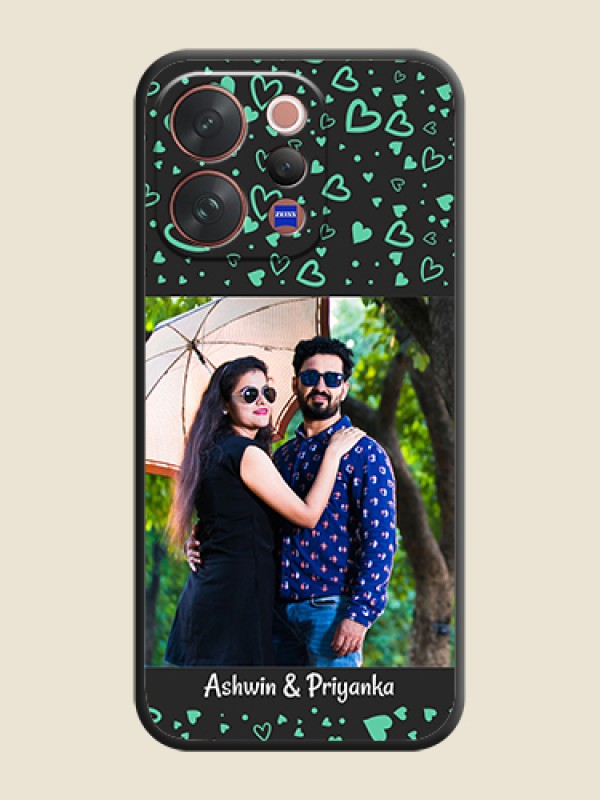 Custom Sea Green Indefinite Love Pattern on Photo On Space Black Custom Soft Matte Mobile Back Cover - Vivo V70 Elite 5G