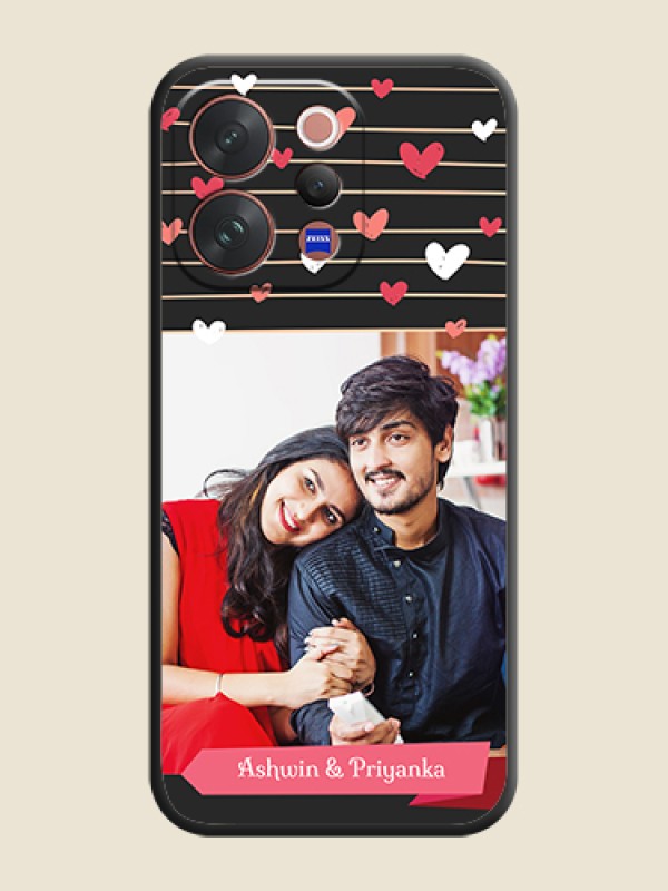 Custom Love Pattern with Name on Pink Ribbon on Photo On Space Black Custom Soft Matte Mobile Back Cover - Vivo V70 Elite 5G