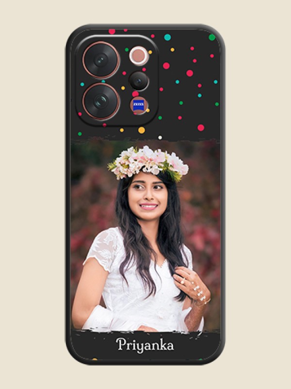 Custom Multicolor Dotted Pattern with Text On Space Black Custom Soft Matte Mobile Back Cover - Vivo V70 Elite 5G