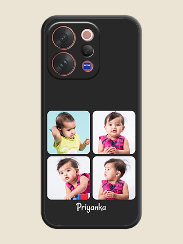 Custom Floral Art with 6 Image Holder on Photo On Space Black Custom Soft Matte Mobile Back Cover - Vivo V70 Elite 5G