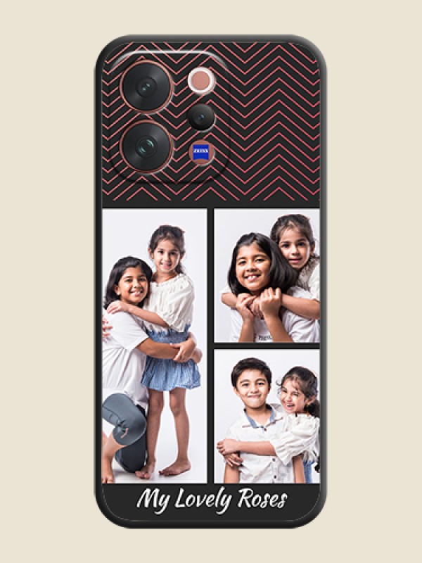 Custom Wave Pattern with 3 Image Holder On Space Black Custom Soft Matte Mobile Back Cover - Vivo V70 Elite 5G