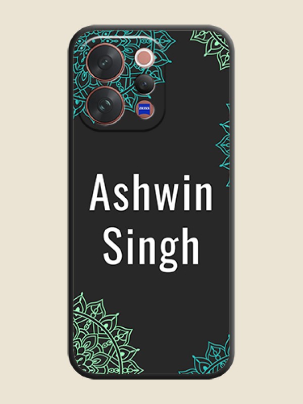 Custom Your Name with Floral Design On Space Black Custom Soft Matte Mobile Back Cover - Vivo V70 Elite 5G