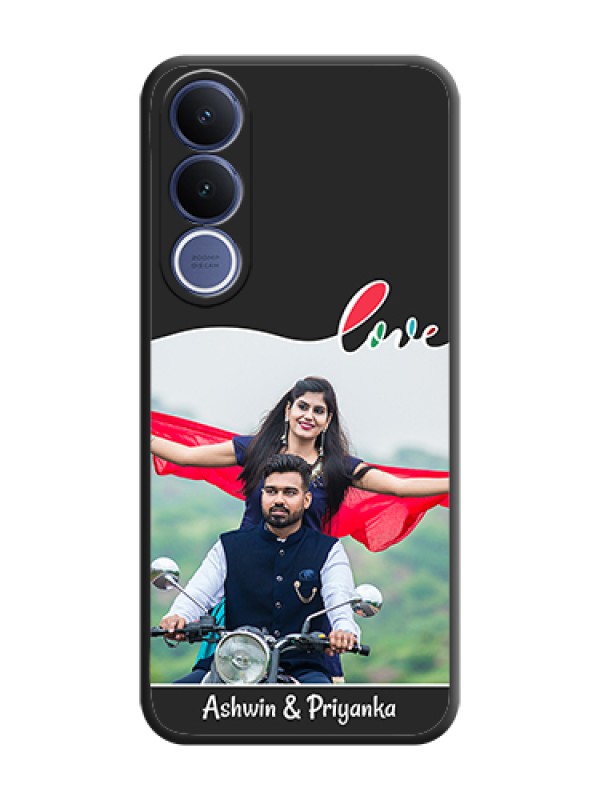 Custom Fall in Love Pattern with Picture on Photo On Space Black Custom Soft Matte Mobile Back Cover - Vivo V70 Fe 5G