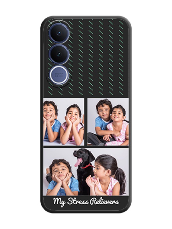 Custom Cross Dotted Pattern with 2 Image Holder On Space Black Custom Soft Matte Mobile Back Cover - Vivo V70 Fe 5G