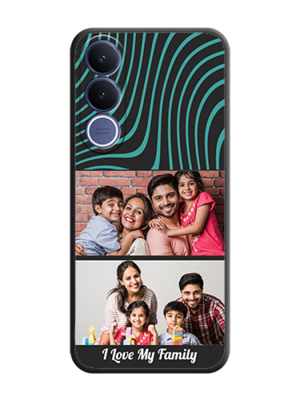 Custom Wave Pattern with 2 Image Holder On Space Black Custom Soft Matte Mobile Back Cover - Vivo V70 Fe 5G