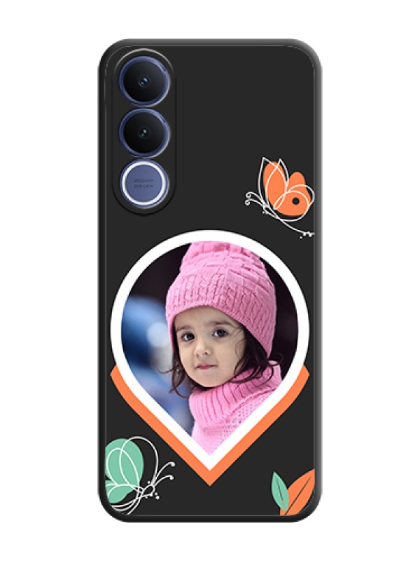 Custom Upload Pic With Simple Butterly Design On Space Black Custom Soft Matte Mobile Back Cover - Vivo V70 Fe 5G