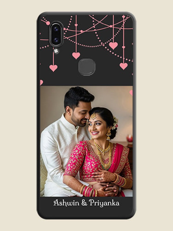 Custom Pink Love Hangings with Text on Space Black Custom Soft Matte Back Cover - Vivo V9