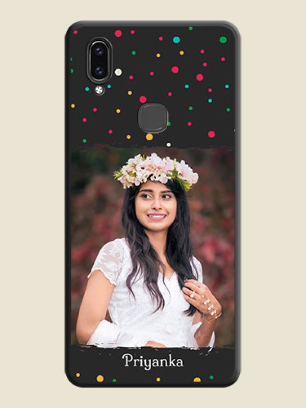 Custom Multicolor Dotted Pattern with Text on Space Black Custom Soft Matte Phone Back Cover - Vivo V9