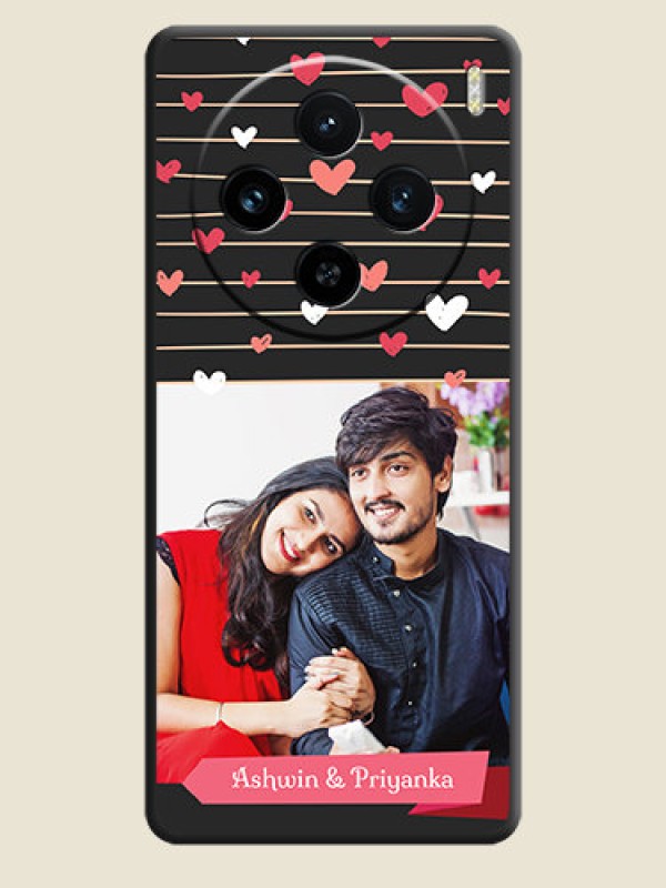 Custom Love Pattern with Name on Pink Ribbon - Photo on Space Black Soft Matte Back Cover - Vivo X100 5G