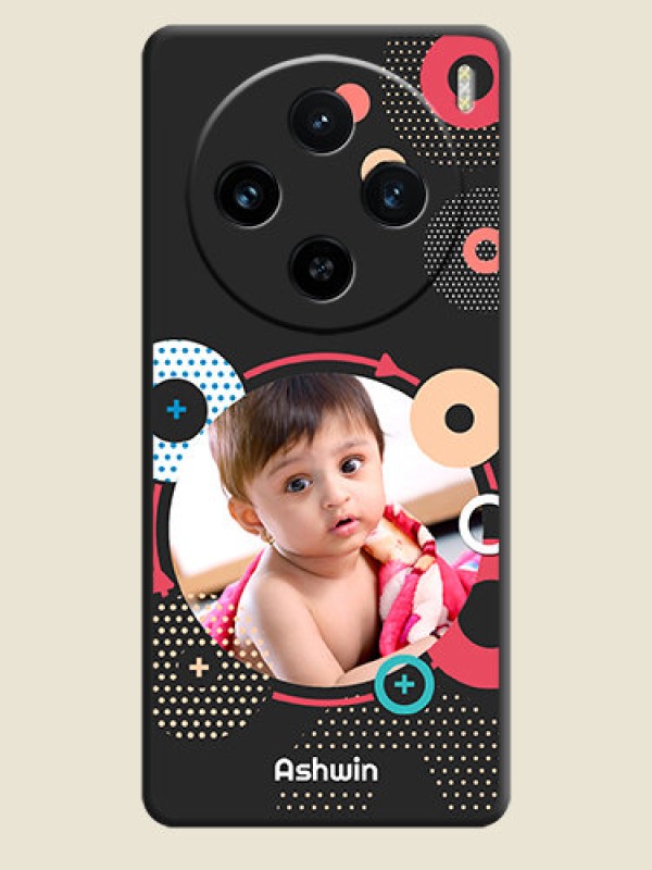 Custom Multicoloured Round Image on Personalised Space Black Soft Matte Cases - Vivo X100 5G