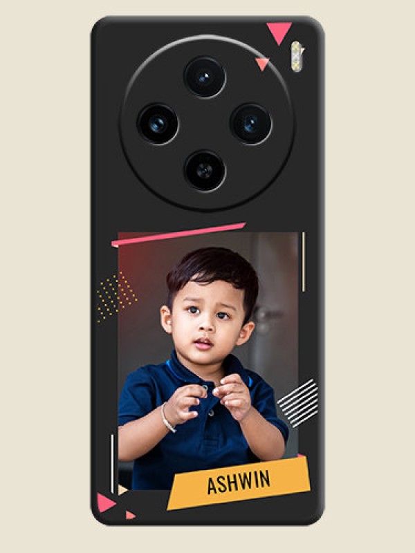 Custom Photo Frame with Triangle Small Dots - Photo on Space Black Soft Matte Back Cover - Vivo X100 5G