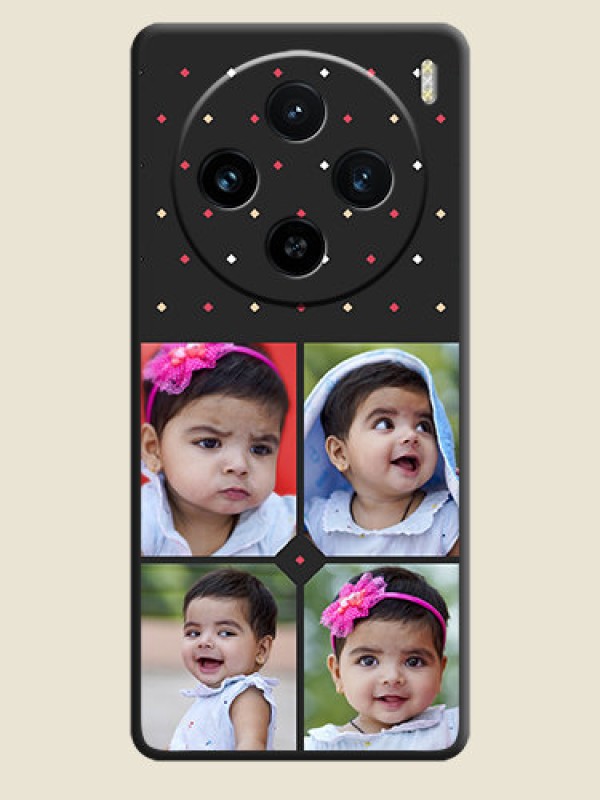 Custom Multicolor Dotted Pattern with 4 Image Holder on Space Black Custom Soft Matte Phone Cases - Vivo X100 5G