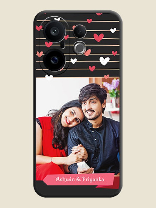 Custom Love Pattern with Name on Pink Ribbon on Photo On Space Black Custom Soft Matte Mobile Back Cover - Vivo X200 FE 5G