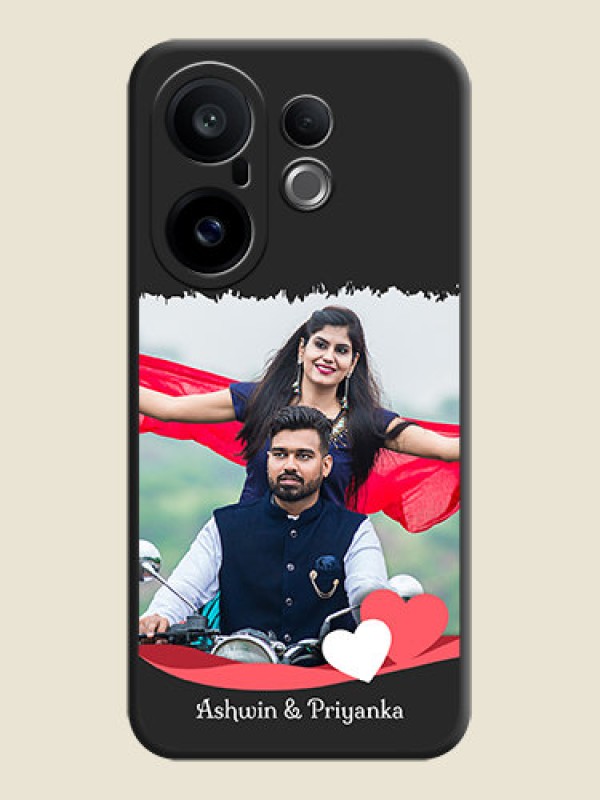 Custom Pin Color Love Shaped Ribbon Design with Text On Space Black Custom Soft Matte Mobile Back Cover - Vivo X200 FE 5G