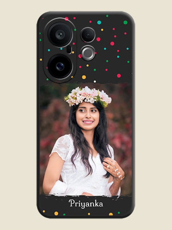 Custom Multicolor Dotted Pattern with Text On Space Black Custom Soft Matte Mobile Back Cover - Vivo X200 FE 5G