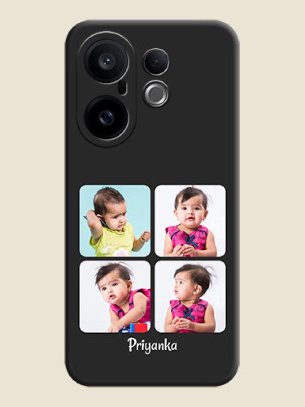 Custom Floral Art with 6 Image Holder on Photo On Space Black Custom Soft Matte Mobile Back Cover - Vivo X200 FE 5G